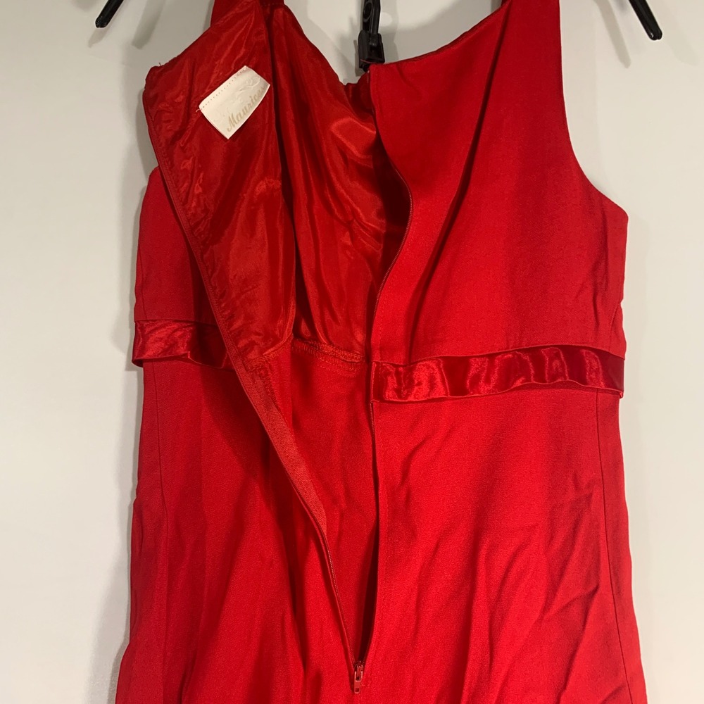 Vintage 90s Maurices Red Dress Sleeveless A-Line Ribbon Detail Party Cocktail XS - Picture 6 of 6